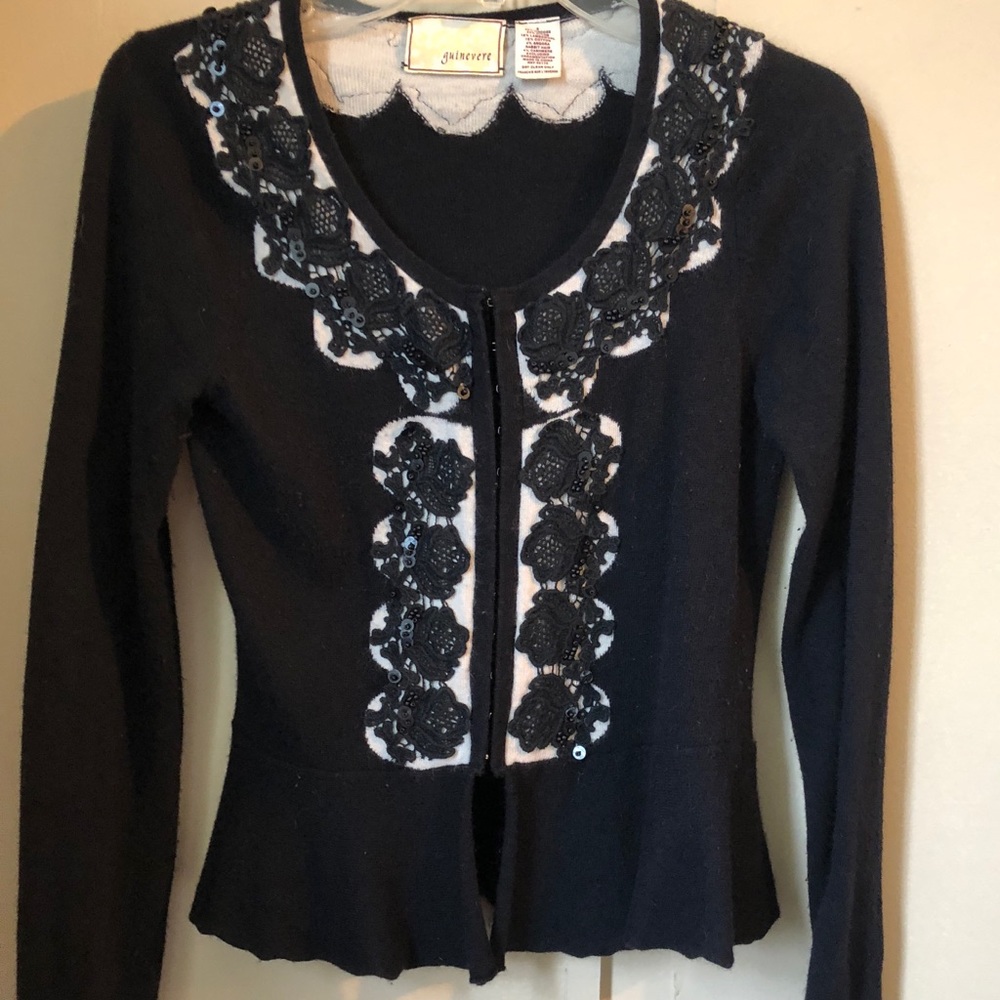 GUINEVERE EMBROIDERED PEPLUM CARDIGAN